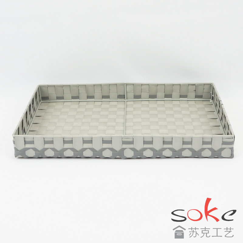 PE Woven Strap Storage tray with Metal Frame