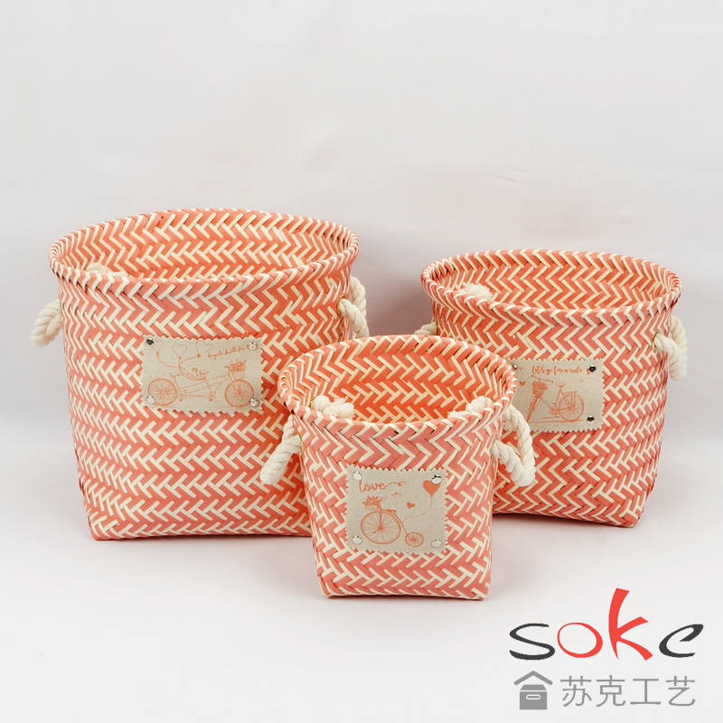 PP Woven Strap Storage basket and the top with iron ring