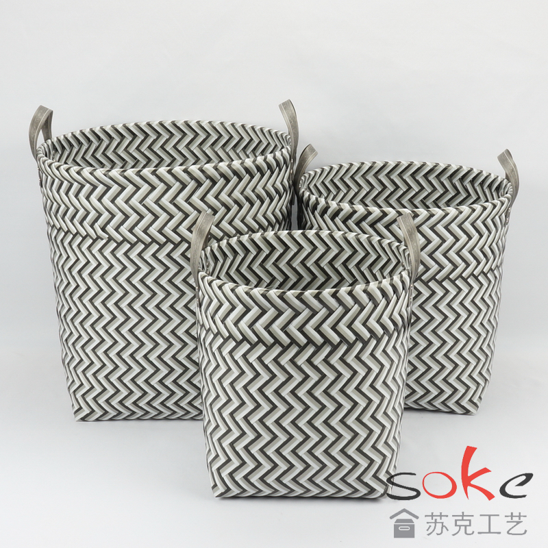 PP Woven Strap hamper and the top with iron ring