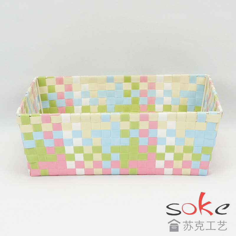PP Woven Strap Storage basket with Metal Frame